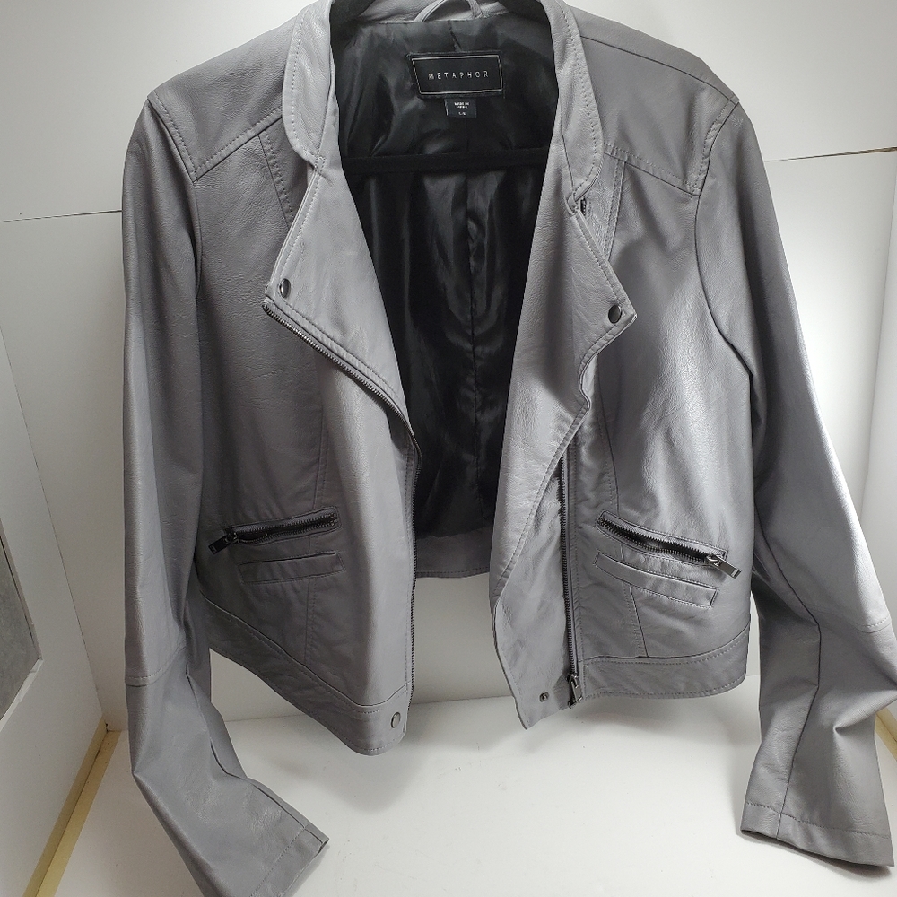 Metaphor faux leather jacket